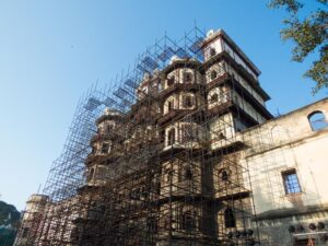 restoration work rajabda palace indore india built holkar maharaj century platform s workers rajwada 131378521