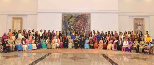 Pranab Mukherjee with the Women Achievers of India selected by the Ministry of Women Child Development in collaboration with Facebook vide contest through Public Nominations at Rashtrapati Bhavan