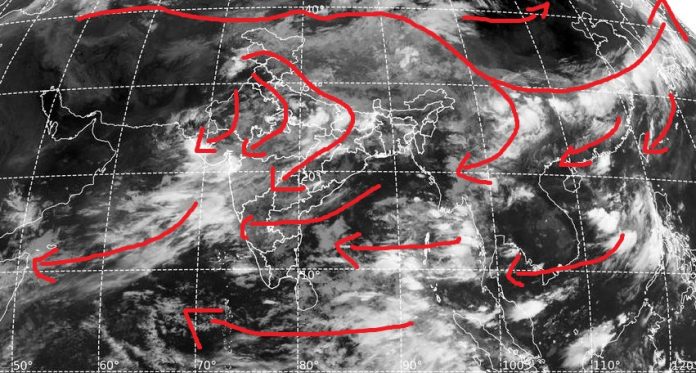 पूर्व दिशा से मानसून का आना निरंतर जारी
