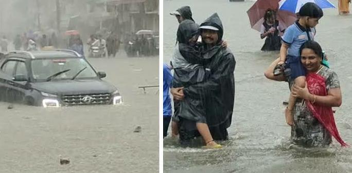 गुजरात के जूनागढ़ और नवसारी में बारिश से हाहाकार,गाड़ियां बही,4 घंटे में 13 इंच बारिश