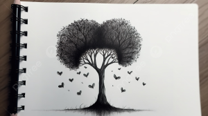 pngtree black drawing with hearts in the shape of a tree picture image 3145899