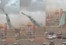 ब्राजील में तेज तूफान में गिरी 24 मीटर ऊंची ‘स्टेच्यू ऑफ लिबर्टी’की प्रतिकृति, पहले झुकी और अगले ही पल जमीन पर , वीडियो