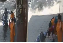 दिनदहाड़े चेन स्नैचिंगके साथ महिला को भी घसीट ले गया , महिला और बच्चा सड़क पर गिरे, वारदात CCTV में कैद