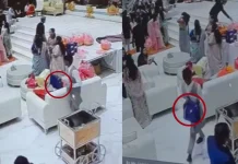 देखिये कैसे भरे समारोह में से बैंक्वेट हॉल से 5 लाख कैश लेकर सूट-बूट पहना चोर फरार